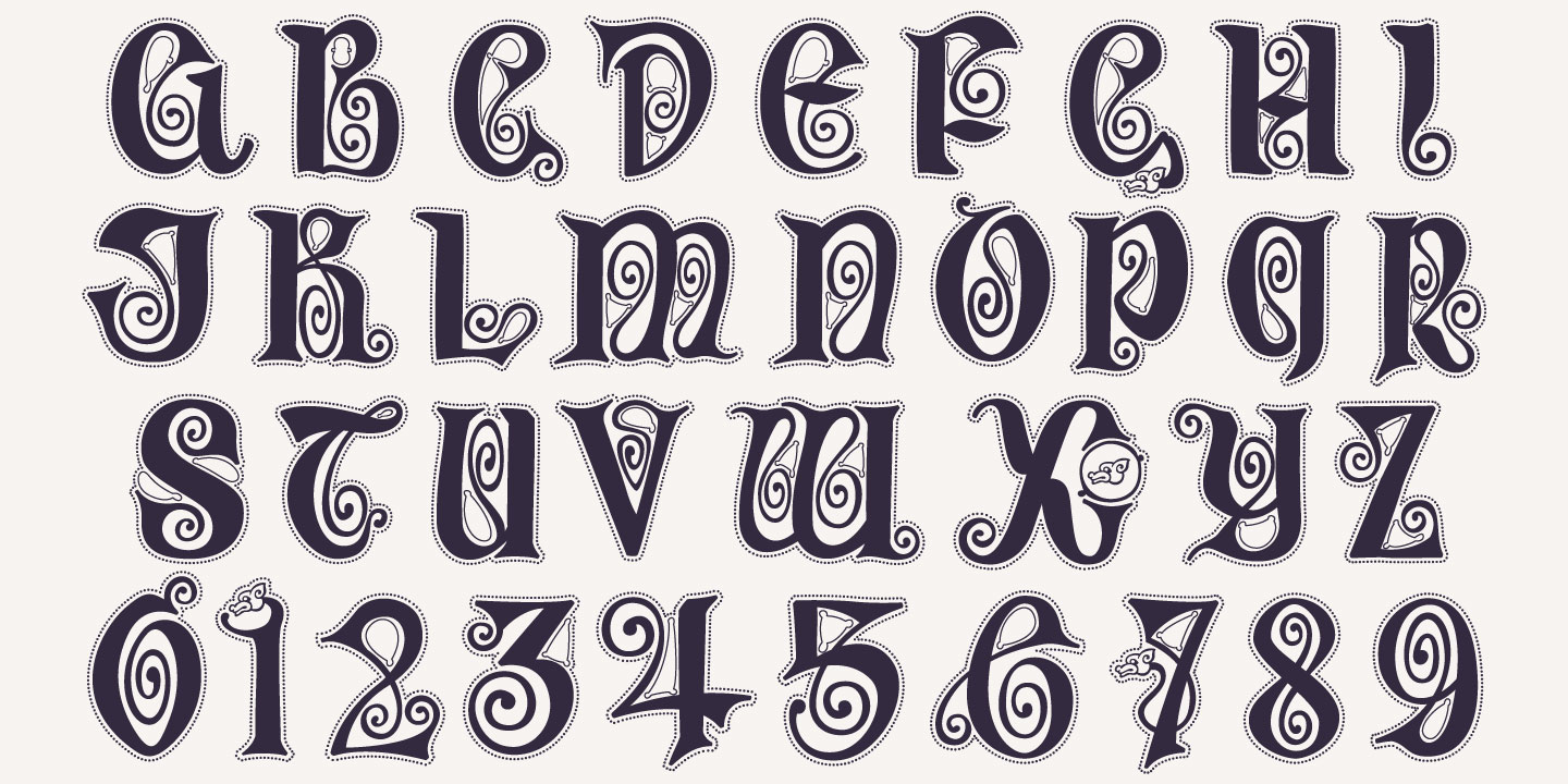 Пример шрифта Celtic Spiral #4